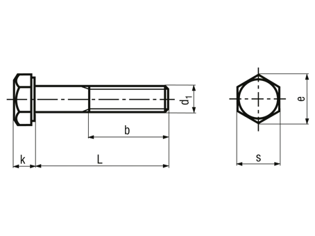 DIN 931 (niepełny gwint)